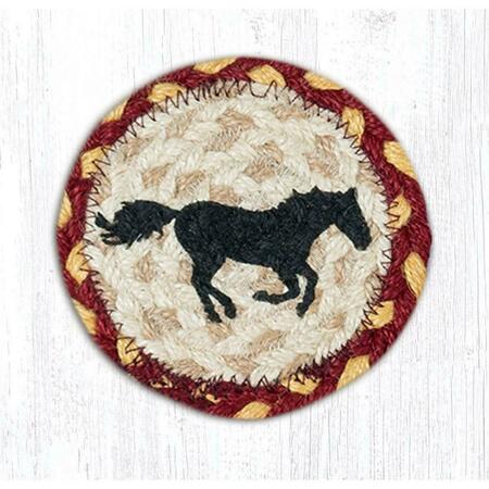 CAPITOL IMPORTING CO 5 x 5 in. Jute Round Running Horse Printed Coaster 31-IC357RH